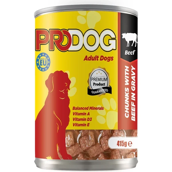PRODOG Chunks in Gravy Adult Dogs Wet Food Cans 415g